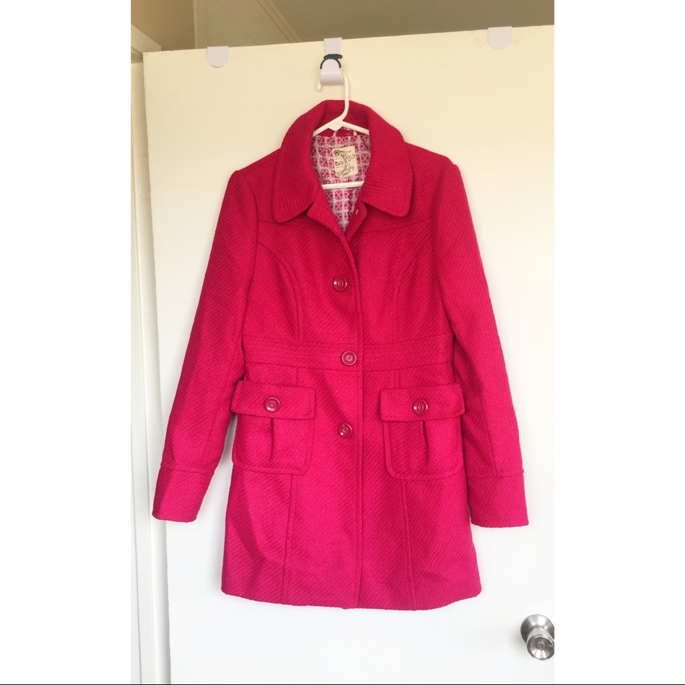 Anthropologie Tulle Dark Pink-Fuschia Coat 🧥